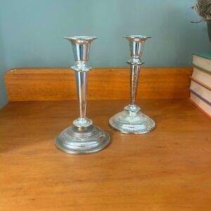 Vintage HBC Silver Plate Candlesticks England Castlecore Cottagecore Bookcase